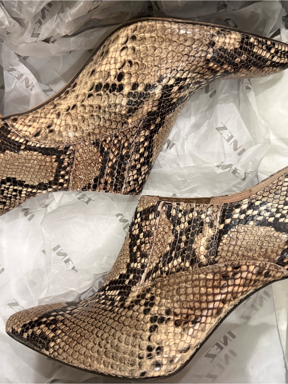 Pointed Toe Snake-Print Stiletto Booties - Python 8.5 - Picture 4 of 8